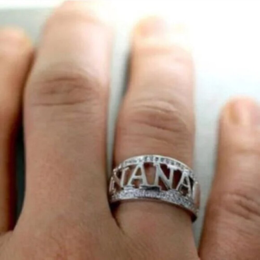 Nana Rhinestone Ring • Sparkling Silver Plated Grandmother & Nana Gift • Sz 6.5 - Picture 4 of 6
